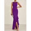imagePRETTYGARDEN Womens Summer Bodycon Maxi Dress 2025 Sleeveless Ruffle Mermaid Cocktail Wedding Guest Formal Long DressesPurple