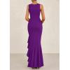 imagePRETTYGARDEN Womens Summer Bodycon Maxi Dress 2025 Sleeveless Ruffle Mermaid Cocktail Wedding Guest Formal Long DressesPurple