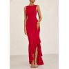 imagePRETTYGARDEN Womens Summer Bodycon Maxi Dress 2025 Sleeveless Ruffle Mermaid Cocktail Wedding Guest Formal Long DressesRed