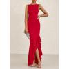 imagePRETTYGARDEN Womens Summer Bodycon Maxi Dress 2025 Sleeveless Ruffle Mermaid Cocktail Wedding Guest Formal Long DressesRed