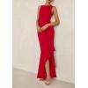 imagePRETTYGARDEN Womens Summer Bodycon Maxi Dress 2025 Sleeveless Ruffle Mermaid Cocktail Wedding Guest Formal Long DressesRed