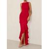 imagePRETTYGARDEN Womens Summer Bodycon Maxi Dress 2025 Sleeveless Ruffle Mermaid Cocktail Wedding Guest Formal Long DressesRed
