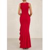 imagePRETTYGARDEN Womens Summer Bodycon Maxi Dress 2025 Sleeveless Ruffle Mermaid Cocktail Wedding Guest Formal Long DressesRed