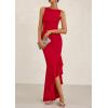 imagePRETTYGARDEN Womens Summer Bodycon Maxi Dress 2025 Sleeveless Ruffle Mermaid Cocktail Wedding Guest Formal Long DressesRed