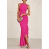 imagePRETTYGARDEN Womens Summer Bodycon Maxi Dress 2025 Sleeveless Ruffle Mermaid Cocktail Wedding Guest Formal Long DressesRose Red