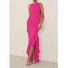 imagePRETTYGARDEN Womens Summer Bodycon Maxi Dress 2025 Sleeveless Ruffle Mermaid Cocktail Wedding Guest Formal Long DressesRose Red