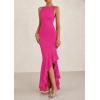 imagePRETTYGARDEN Womens Summer Bodycon Maxi Dress 2025 Sleeveless Ruffle Mermaid Cocktail Wedding Guest Formal Long DressesRose Red