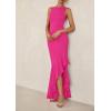 imagePRETTYGARDEN Womens Summer Bodycon Maxi Dress 2025 Sleeveless Ruffle Mermaid Cocktail Wedding Guest Formal Long DressesRose Red