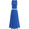 imagePRETTYGARDEN Women Two Piece Skirt Set Trendy Summer 2025 Crop Tank Top Flowy Midi Skirts Matching Ribbed Knit Casual OutfitsBlue