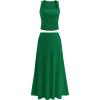 imagePRETTYGARDEN Women Two Piece Skirt Set Trendy Summer 2025 Crop Tank Top Flowy Midi Skirts Matching Ribbed Knit Casual OutfitsGreen