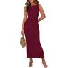 imagePRETTYGARDEN Womens Maxi Dress 2025 Summer Long Resort Wedding Guest Dresses Vacation Casual Bodycon Spaghetti Strap SundressWine Red