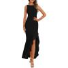 imagePRETTYGARDEN Womens Summer Bodycon Maxi Dress 2025 Sleeveless Ruffle Mermaid Cocktail Wedding Guest Formal Long DressesBlack