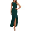 imagePRETTYGARDEN Womens Summer Bodycon Maxi Dress 2025 Sleeveless Ruffle Mermaid Cocktail Wedding Guest Formal Long DressesDark Green