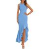 imagePRETTYGARDEN Womens Summer Bodycon Maxi Dress 2025 Sleeveless Ruffle Mermaid Cocktail Wedding Guest Formal Long DressesLight Blue