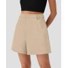 imagePRETTYGARDEN Shorts for Women Trendy 2025 Summer Elastic High Waisted Wide Leg Business Casual Dressy Shorts with PocketsApricot