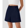 imagePRETTYGARDEN Shorts for Women Trendy 2025 Summer Elastic High Waisted Wide Leg Business Casual Dressy Shorts with PocketsBlue
