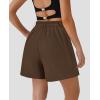 imagePRETTYGARDEN Shorts for Women Trendy 2025 Summer Elastic High Waisted Wide Leg Business Casual Dressy Shorts with PocketsBrown
