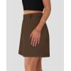 imagePRETTYGARDEN Shorts for Women Trendy 2025 Summer Elastic High Waisted Wide Leg Business Casual Dressy Shorts with PocketsBrown