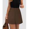 imagePRETTYGARDEN Shorts for Women Trendy 2025 Summer Elastic High Waisted Wide Leg Business Casual Dressy Shorts with PocketsBrown