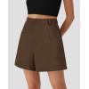 imagePRETTYGARDEN Shorts for Women Trendy 2025 Summer Elastic High Waisted Wide Leg Business Casual Dressy Shorts with PocketsBrown