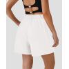 imagePRETTYGARDEN Shorts for Women Trendy 2025 Summer Elastic High Waisted Wide Leg Business Casual Dressy Shorts with PocketsWhite