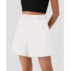 imagePRETTYGARDEN Shorts for Women Trendy 2025 Summer Elastic High Waisted Wide Leg Business Casual Dressy Shorts with PocketsWhite
