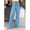 imagePRETTYGARDEN Women Striped Pants 2025 Summer Casual Trendy Lightweight Wide Leg Drawstring Lounge Pajama Trouser with PocketsStriped Grey Blue
