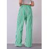 imagePRETTYGARDEN Women Striped Pants 2025 Summer Casual Trendy Lightweight Wide Leg Drawstring Lounge Pajama Trouser with PocketsStriped Grey Blue Green