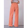 imagePRETTYGARDEN Women Striped Pants 2025 Summer Casual Trendy Lightweight Wide Leg Drawstring Lounge Pajama Trouser with PocketsStriped Pink Orange
