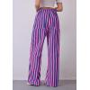 imagePRETTYGARDEN Women Striped Pants 2025 Summer Casual Trendy Lightweight Wide Leg Drawstring Lounge Pajama Trouser with PocketsStriped Rose Pink Dark Blue