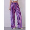 imagePRETTYGARDEN Women Striped Pants 2025 Summer Casual Trendy Lightweight Wide Leg Drawstring Lounge Pajama Trouser with PocketsStriped Rose Pink Dark Blue