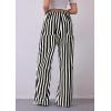 imagePRETTYGARDEN Women Striped Pants 2025 Summer Casual Trendy Lightweight Wide Leg Drawstring Lounge Pajama Trouser with PocketsStriped White Black