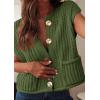 imagePRETTYGARDEN Womens Sweaters Vest 2025 Sleeveless Button Down Cropped Chunky Knit Cardigan Trendy Tank Tops with PocketsArmy Green
