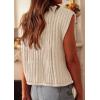 imagePRETTYGARDEN Womens Sweaters Vest 2025 Sleeveless Button Down Cropped Chunky Knit Cardigan Trendy Tank Tops with PocketsBeige