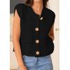 imagePRETTYGARDEN Womens Sweaters Vest 2025 Sleeveless Button Down Cropped Chunky Knit Cardigan Trendy Tank Tops with PocketsBlack