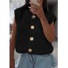 imagePRETTYGARDEN Womens Sweaters Vest 2025 Sleeveless Button Down Cropped Chunky Knit Cardigan Trendy Tank Tops with PocketsBlack