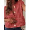 imagePRETTYGARDEN Womens Sweaters Vest 2025 Sleeveless Button Down Cropped Chunky Knit Cardigan Trendy Tank Tops with PocketsBrick Red