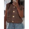 imagePRETTYGARDEN Womens Sweaters Vest 2025 Sleeveless Button Down Cropped Chunky Knit Cardigan Trendy Tank Tops with PocketsCoffee
