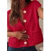 imagePRETTYGARDEN Womens Sweaters Vest 2025 Sleeveless Button Down Cropped Chunky Knit Cardigan Trendy Tank Tops with PocketsRed