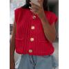imagePRETTYGARDEN Womens Sweaters Vest 2025 Sleeveless Button Down Cropped Chunky Knit Cardigan Trendy Tank Tops with PocketsRed