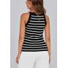 imagePRETTYGARDEN Womens Tops Dressy Casual Halter Neck Going Out Tank Tops for Women 2025 Slim Fit Ribbed Striped Summer TanksBlack