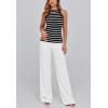 imagePRETTYGARDEN Womens Tops Dressy Casual Halter Neck Going Out Tank Tops for Women 2025 Slim Fit Ribbed Striped Summer TanksBlack