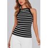 imagePRETTYGARDEN Womens Tops Dressy Casual Halter Neck Going Out Tank Tops for Women 2025 Slim Fit Ribbed Striped Summer TanksBlack