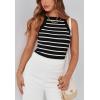 imagePRETTYGARDEN Womens Tops Dressy Casual Halter Neck Going Out Tank Tops for Women 2025 Slim Fit Ribbed Striped Summer TanksBlack