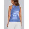 imagePRETTYGARDEN Womens Tops Dressy Casual Halter Neck Going Out Tank Tops for Women 2025 Slim Fit Ribbed Striped Summer TanksBlue