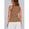imagePRETTYGARDEN Womens Tops Dressy Casual Halter Neck Going Out Tank Tops for Women 2025 Slim Fit Ribbed Striped Summer TanksCoffee