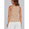 imagePRETTYGARDEN Womens Tops Dressy Casual Halter Neck Going Out Tank Tops for Women 2025 Slim Fit Ribbed Striped Summer TanksLight Khaki