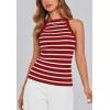 imagePRETTYGARDEN Womens Tops Dressy Casual Halter Neck Going Out Tank Tops for Women 2025 Slim Fit Ribbed Striped Summer TanksRed