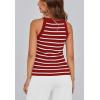 imagePRETTYGARDEN Womens Tops Dressy Casual Halter Neck Going Out Tank Tops for Women 2025 Slim Fit Ribbed Striped Summer TanksRed