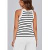imagePRETTYGARDEN Womens Tops Dressy Casual Halter Neck Going Out Tank Tops for Women 2025 Slim Fit Ribbed Striped Summer TanksWhite